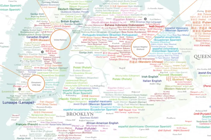 A screenshot of the ELA's new NYC languages map.